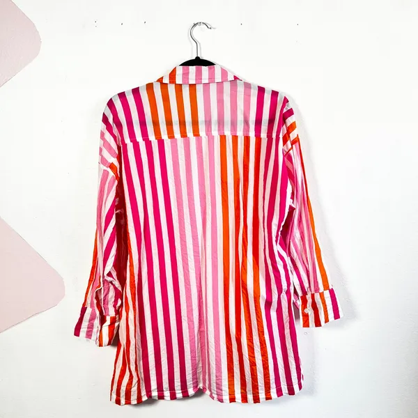 Beach Riot Alexa Cover Up Shirt‎ Sunset Stripe Long Sleeve Button Up Top S/M - Image 3