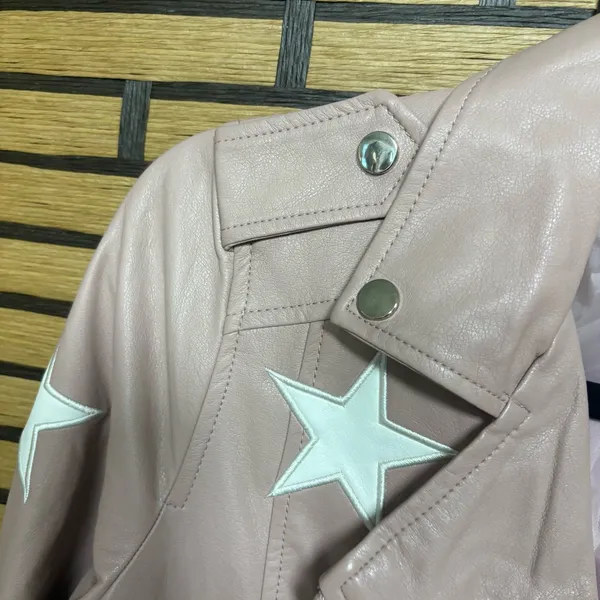 Zenana‎ Blush Star Moto Belted Jacket Size Small - Image 4