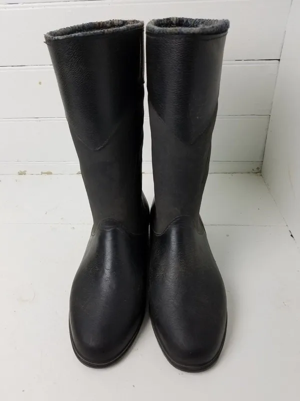 Wool Blanket Lined Rubber Rain Boots Galoshes Waterproof Pull-on Canada Womens 8 - Image 2