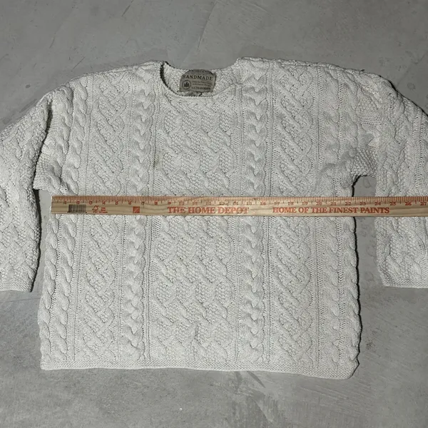 Vintage Abercrombie & Fitch Cable Knit Sweater Hand Made Grandpacore SZ S Thick - Image 6