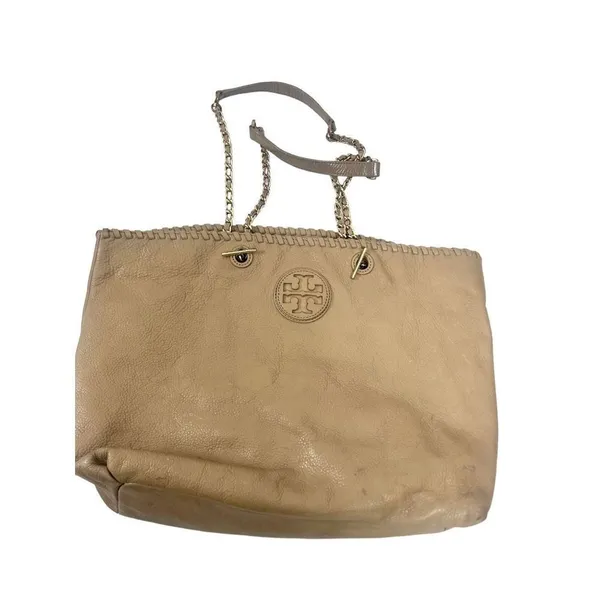 Tory Burch Marion Tote, cognac color, whipstitch leather - preloved but lots of - Image 6