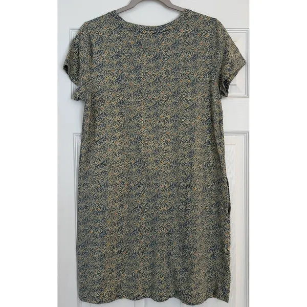 Toad‎ & Co Dress Windmere II Womens M Blue/Yellow Floral Organic Eco Stretch - Image 2