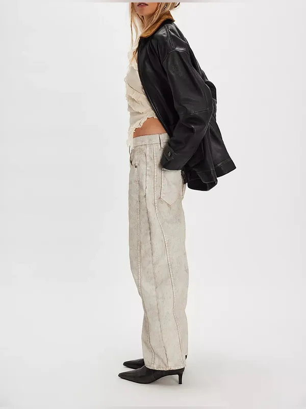 NWT Free People We The Free Good Luck Coated Barrel Jeans - white lightning - 28 - Image 6