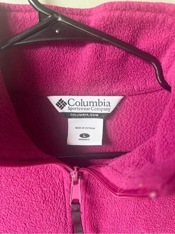Columbia Fleece Vest Women’s Large Full Zip Pink Outdoor Hiking Layer - Image 4
