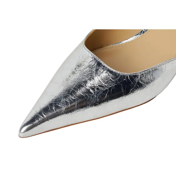 Michael Michael Kors Womens Shiny Luna Kitten Sling Pumps Silver Gray 6.5M - Image 12