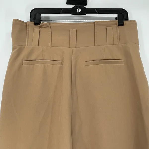 Gabrielle Union Tan‎ Wide Leg High Waisted Pants Paper Bag Size 12 Work Business - Image 3