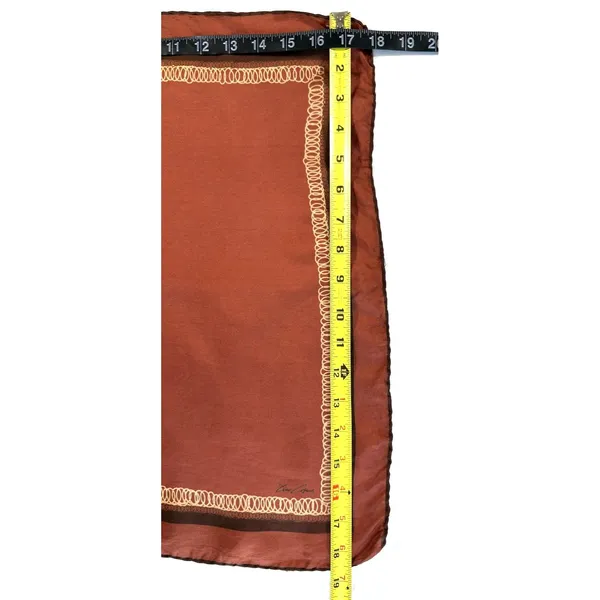Vintage Tino Cosma 100% Silk Scarf 18” Square Rust Brown Chain Print Hand Rolled - Image 6