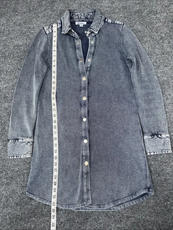 PBJ Blues Snap Tunic Cardigan - Denim Indigo - Image 3
