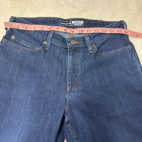 Carhartt Rugged Flex Relaxed Mid‎ Rise Fit Dark Blue Straight Leg Jeans Size 8T - Image 6