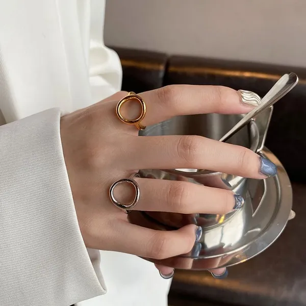 NEW Women's Solid Circle Ring Adjustable Gold‎ Plated S925 - Image 11
