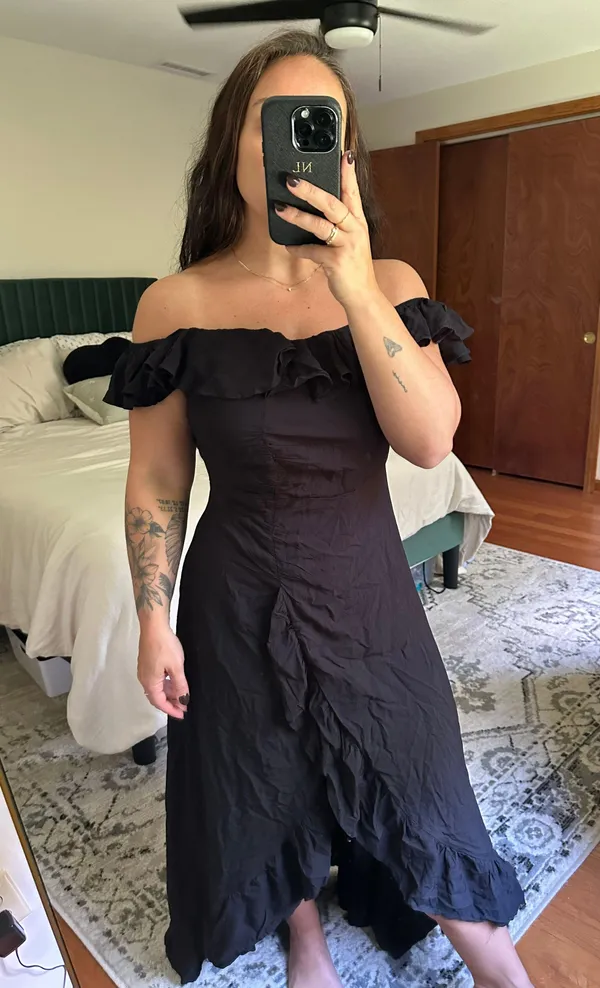Black Off The Shoulder High Low Dress - Image 4