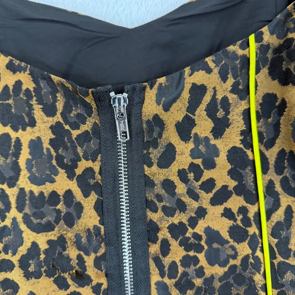 For Love & Lemons Leopard Print Mini Dress Puff Sleeve Yellow Trim‎ S - Image 9
