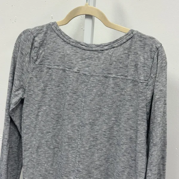 Ann Taylor LOFT Womens Small Grey Striped Long Sleeve Cotton Scoop Neck Top - Image 5