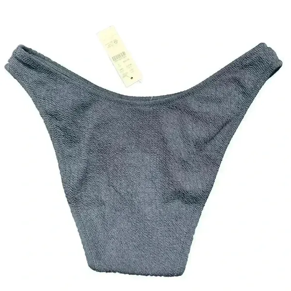J.CREW Textured Curved Waist Cheeky Bikini Bottom Demi Blue Size Small - Image 3