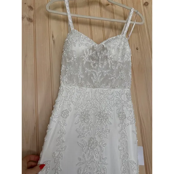NWT Lulus Momentous Love White Beaded Bustier Mesh Mermaid Maxi Dress Bride XS - Image 5