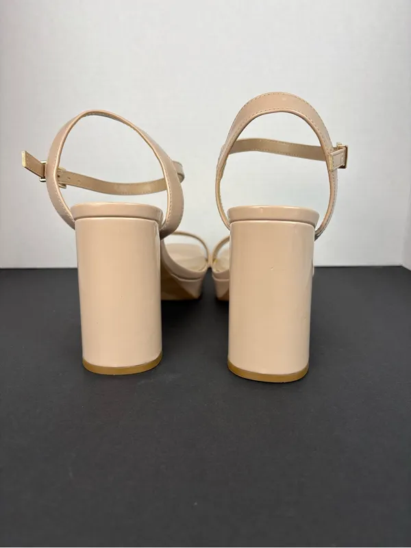 Mix No. 6 Nude Patent Block Heel Sandals with Ankle Strap - Image 5