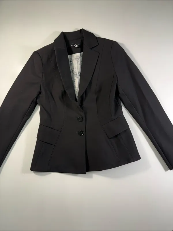 White House Black Market Black Fitted Two-Button Blazer - Image 2
