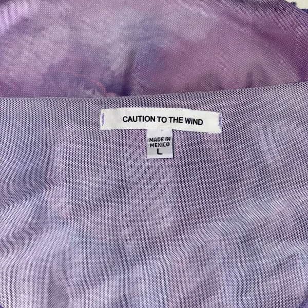 Caution To The Wind Purple Mesh Blouse Tie Front Medium Cover Up Y2K 🩷 - Image 5