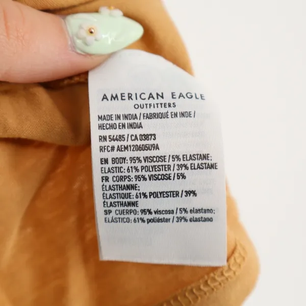 American Eagle Outfitters Babydoll Tank Top Womens Large Brown Stretch Smocked - Image 4