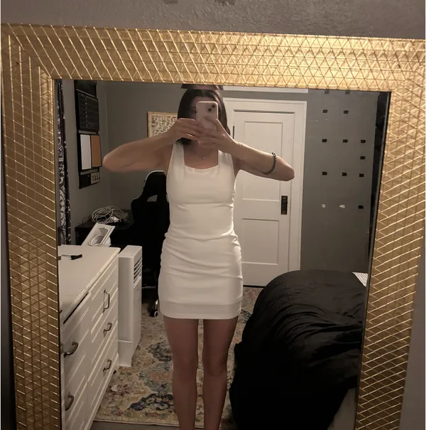 White Amazon Mini Dress - Image 4