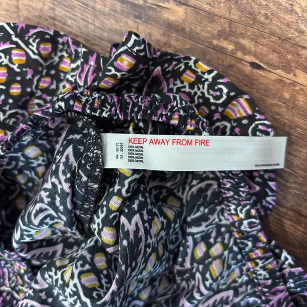 NWT $68 Anthropologie Silky Purple Paisley Pajama Sleep Set w/ Shorts Women's XL - Image 3