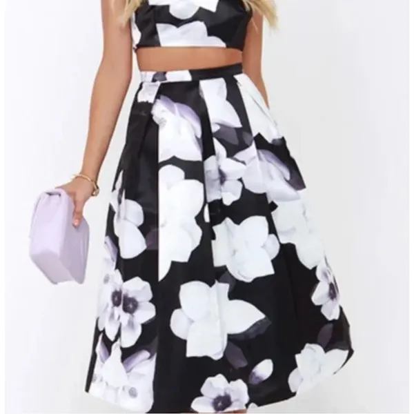 Lulu's‎ Womens Midi Floral Skirt Size M Floral Modest A-Line Church Wedding - Image 3