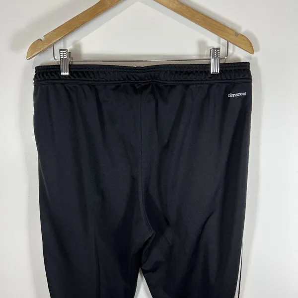 Adidas Climacool‎ Track Pants Womens Sz XL Black 3-Stripe Zip Ankle logo white - Image 9