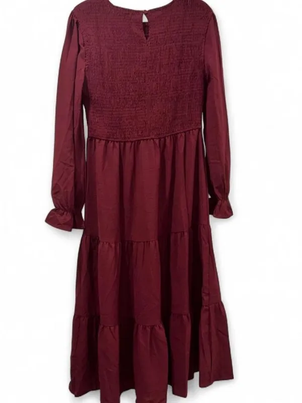 Fashion NWT Burgundy Long Sleeve Maxi Dress Women's Large - Image 2