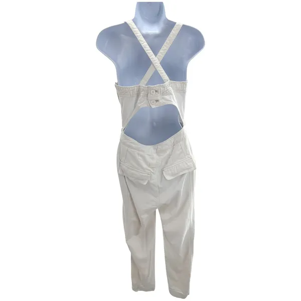 Free People Go West Utility Jumpsuit White Cargo Sleeveless Cutout Back‎ Small - Image 6