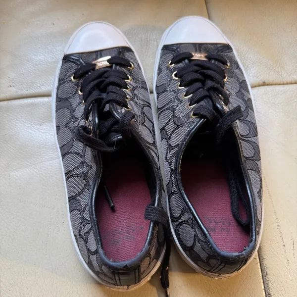 Coach Empire Signature C Monogram Low Top Sneakers Black Grey Womens 8.5B A00248 - Image 12