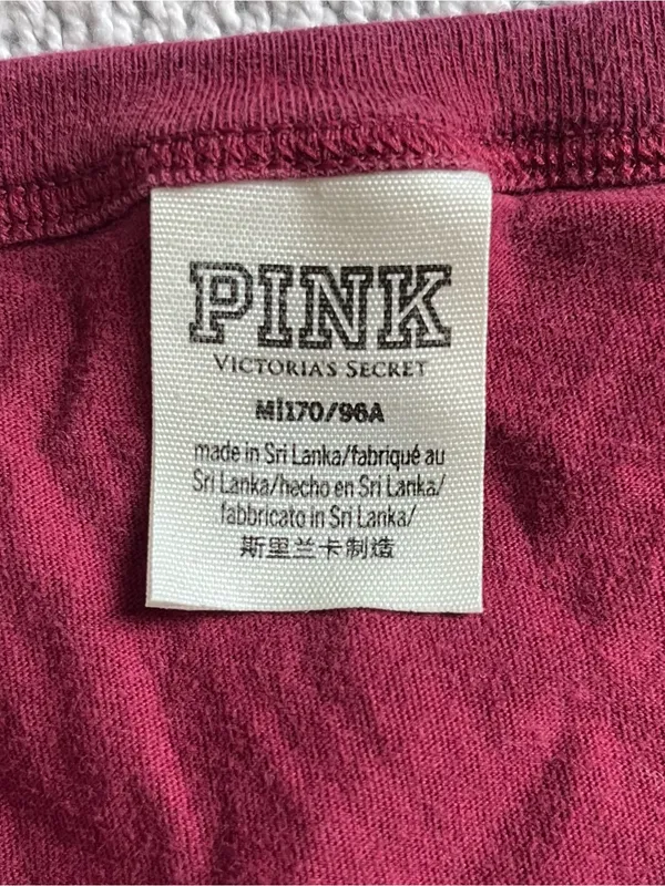 PINK VICTORIA’S SECRET Burgundy Graphic Short Sleeve Shirt Medium - Image 4