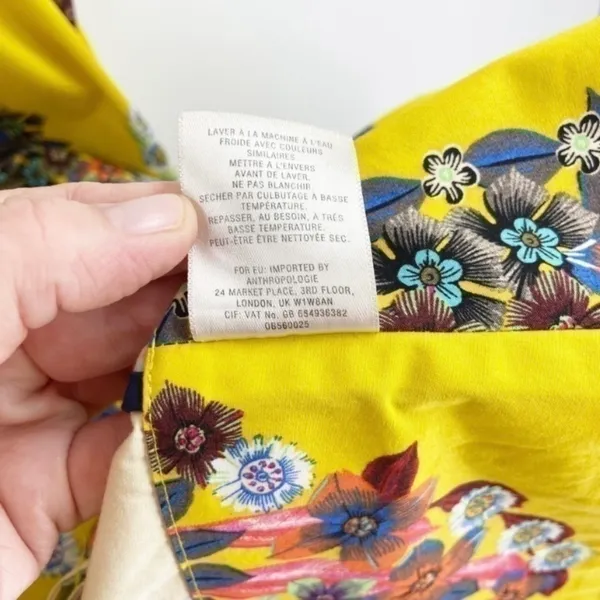Anthropologie Maeve Yellow Floral Sleeveless Sunniva A-Line Dress •XS - Image 8