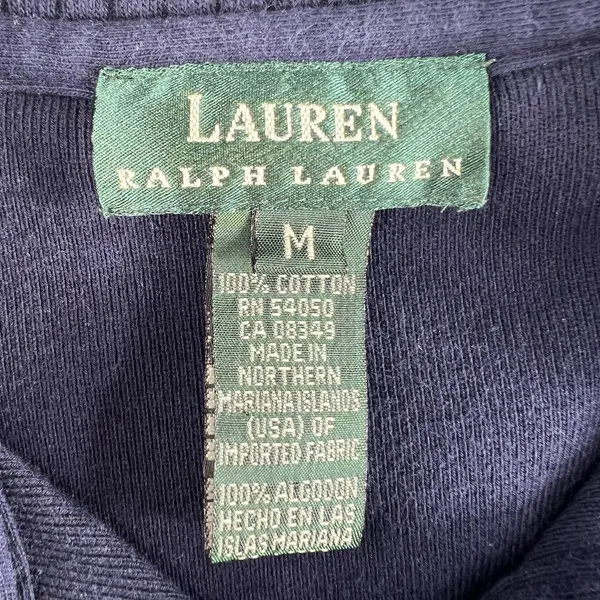 Lauren Ralph Lauren Medium M 1/4 Button Cotton Sweater Navy Blue LRL Women's - Image 6