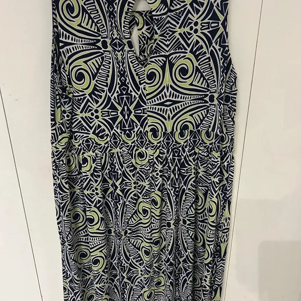 Ruby Rd. Navy and Lime Geometric Maxi Dress Blue Size 2X - Image 5
