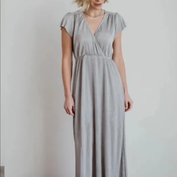 Baltic Born Athena Pleated Maxi Dress Silver Size XS New - Image 8