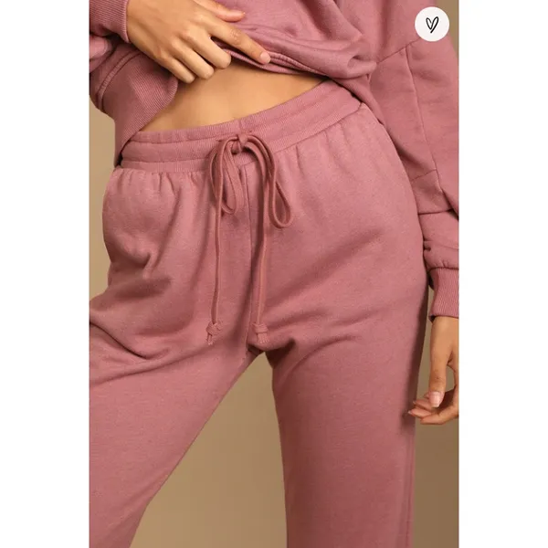 NWT Lulu's Boat House Drawstring Jogger‎ Sweatpants in Mauve Pink - Image 2