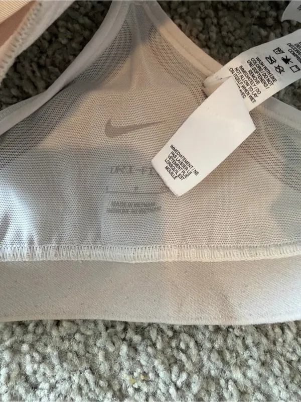 Nike White Mesh-Detail Low-Profile Sports Bra - Image 3