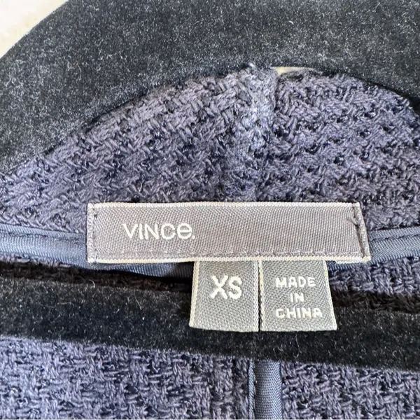 Vince Navy Blue Tweed Asymmetrical Zip Blazer Jacket Womens XS Preppy Classic - Image 10