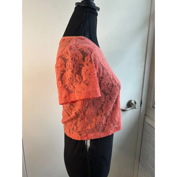 Anthropologie Floral Lace Crop Top medium layered maximalist boho‎ prairie - Image 2