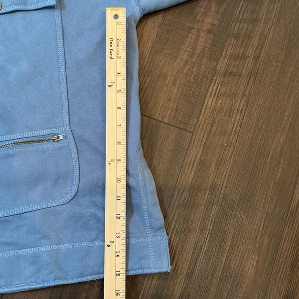 Pilcro Anthropologie Cotton Micro Fleece Button Utility Jacket Blue Large L New - Image 6