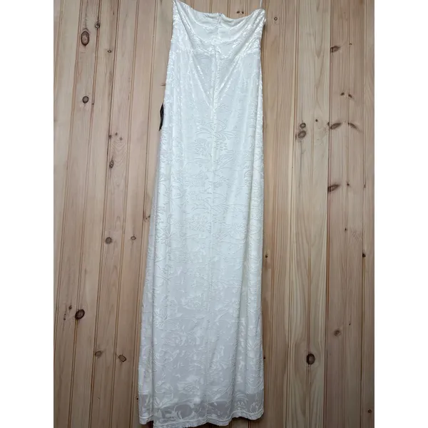 NWT Lulus Exquisite White Velvet Burnout Strapless Maxi Dress Wedding Bride Sz L - Image 7