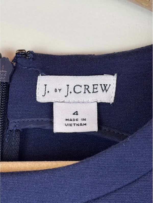 J. by J.Crew Ponte Work Dress Navy Blue Sleeveless Sheath Career Size 4 - Image 5