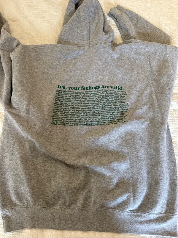 Gray 'feel your feelings' Men's Hoodie Sweatshirt - Image 4