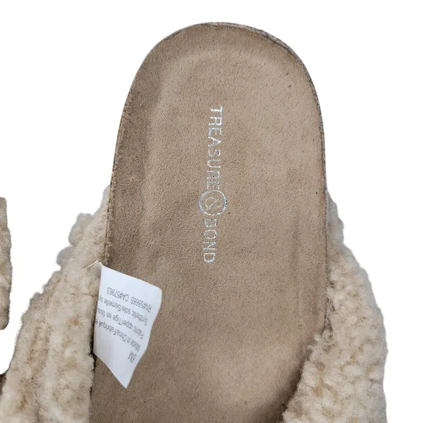 Treasure and Bond Sherpa Slide Sandals Cream Women Size 6‎ Comfort Cozy Warm - Image 10