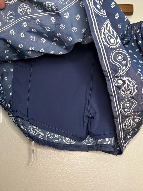 Aerie New XL paisley print xl skort skirt summer blue casual - Image 3