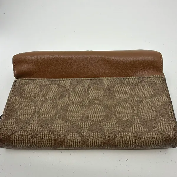 Coach Continental Flap Brown Signature Canvas Wallet - Image 7