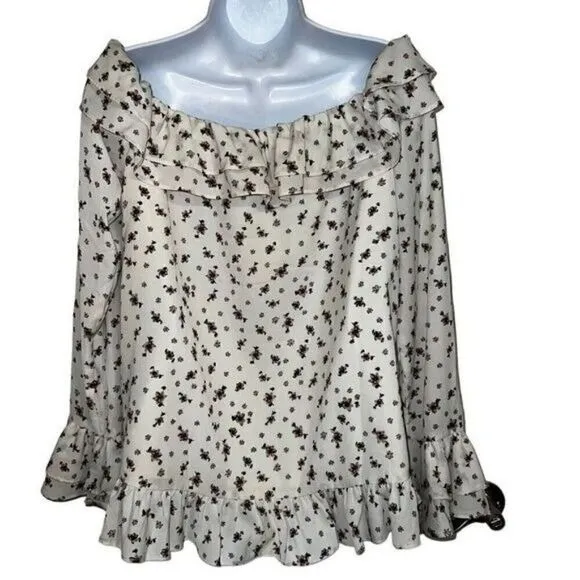 SABO SKIRT Gorgeous Cream Floral Off-Shoulder L/S Lexi‎ Top NWT Size Small - Image 5