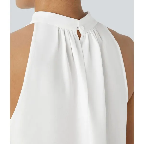 Halara High Neck Ivory Chiffon Lightweight Sleeveless Blouse Top‎ M NWT - Image 11