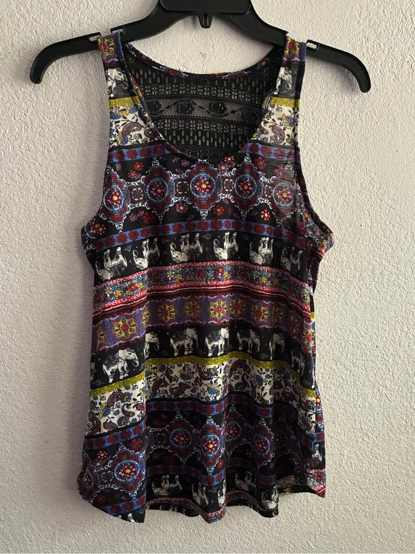 Self Esteem Bohemian Print Race Back Tank Multicolor L - Image 6