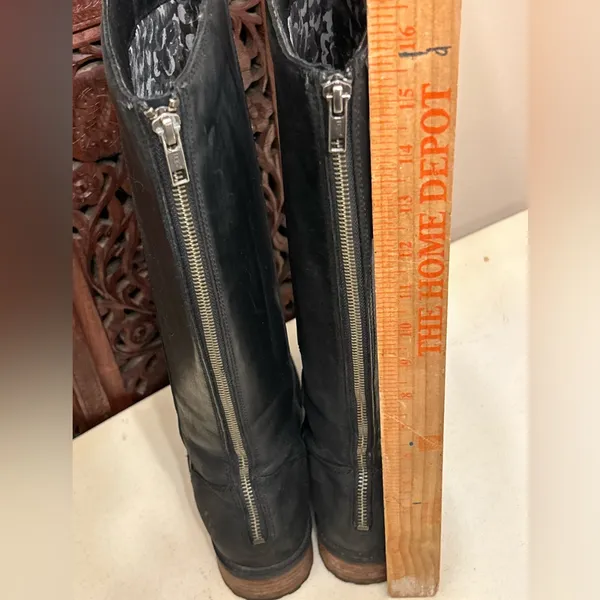UGG Seldon Tall Black Leather Riding Boots Rear Zipper1009201 Womens Size 7 - Image 6
